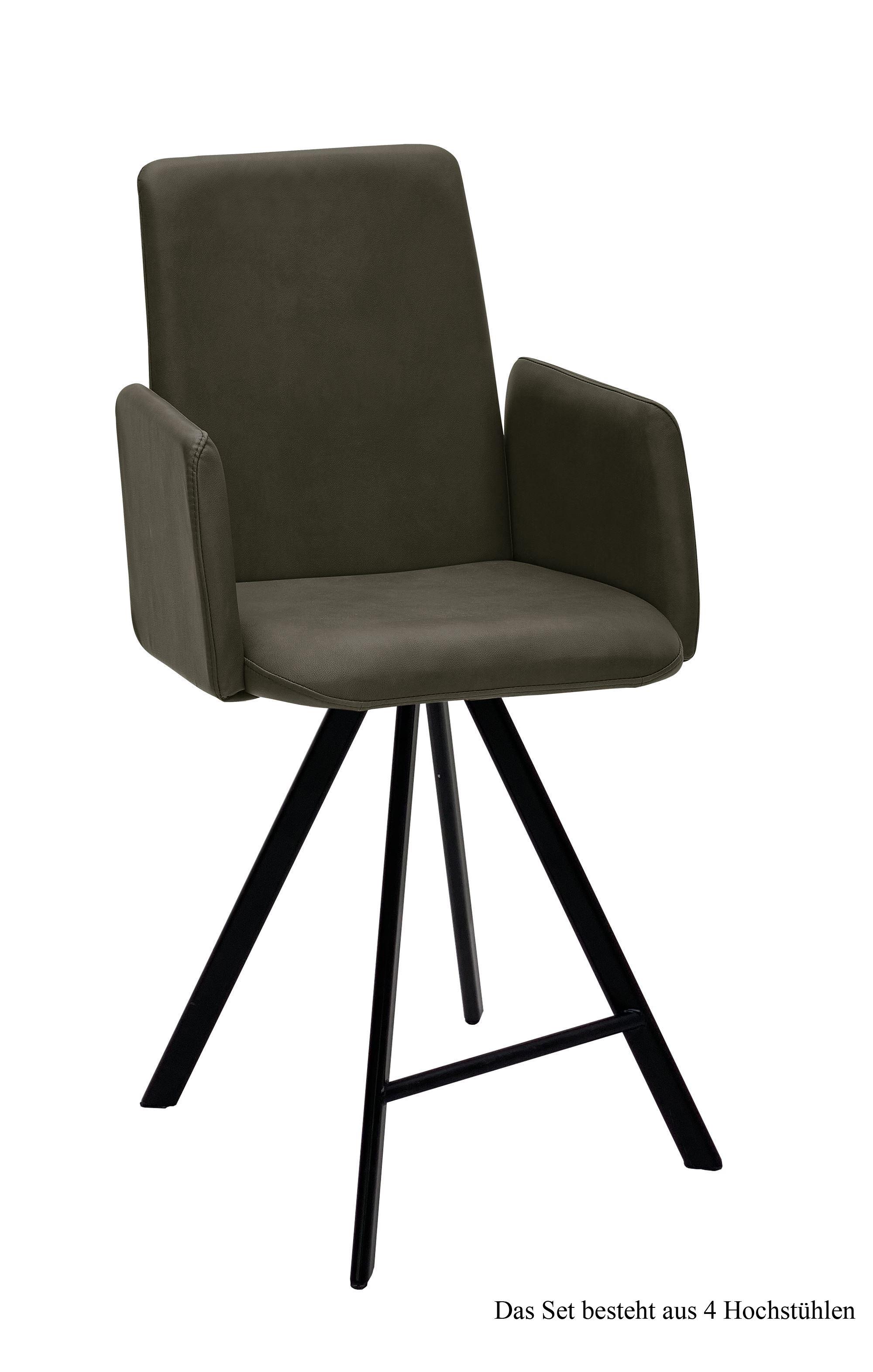 THEKENSTUHL drehbar (4er-Set) Desiree 52x109x60 Schwarz/Khaki - Dunkelgrün/Schwarz, Kunststoff (60/109/52cm) - 58aufmkessel