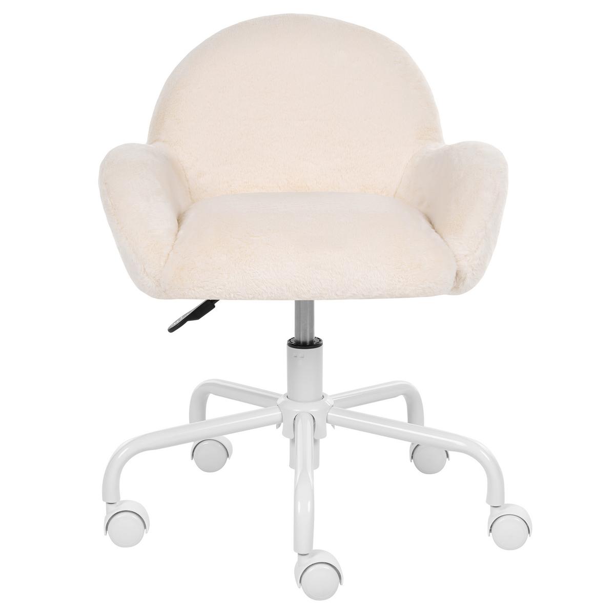 SCHREIBTISCHSTUHL Webpelz Cremeweiß Jubbi - Creme, Textil/Metall (60/65/60cm) - Beliani