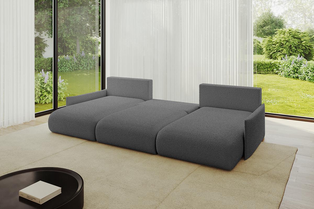 WOHNLANDSCHAFT mit Schlaffunktion und Bettkasten ONESK-U-v1 317x177x72 Grau Bouclé - Platinfarben, Holzwerkstoff/Kunststoff (317/72/177cm) - ALTDECOR