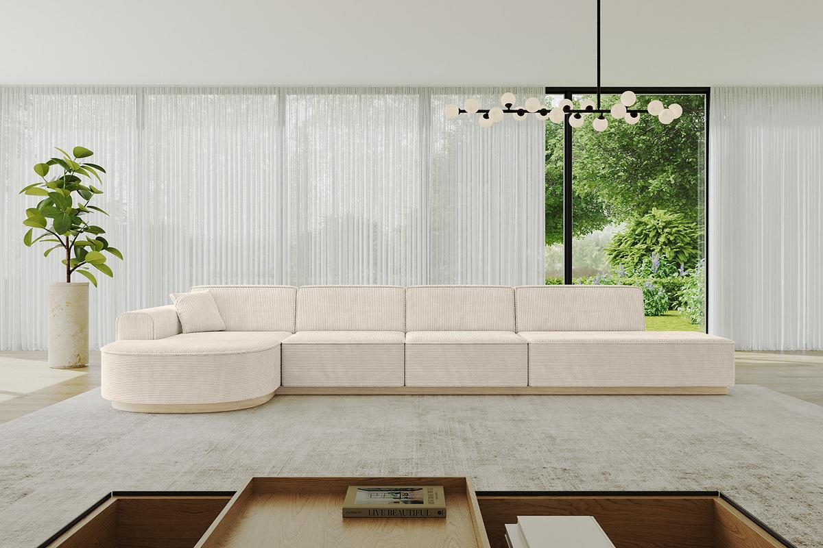 ECKSOFA Ottomane Links ARRIO-L3 - 413x171x83 cm Beige - Beige, Holzwerkstoff/Textil (413/171cm) - ALTDECOR