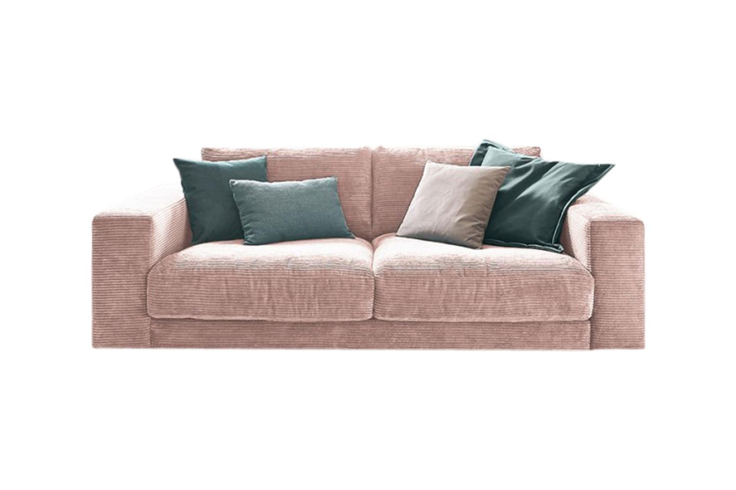SOFA 2-SITZER MADELINE Pink Cord - Schwarz/Rosa, Kunststoff/Textil (230/85/127cm) - KAWOLA
