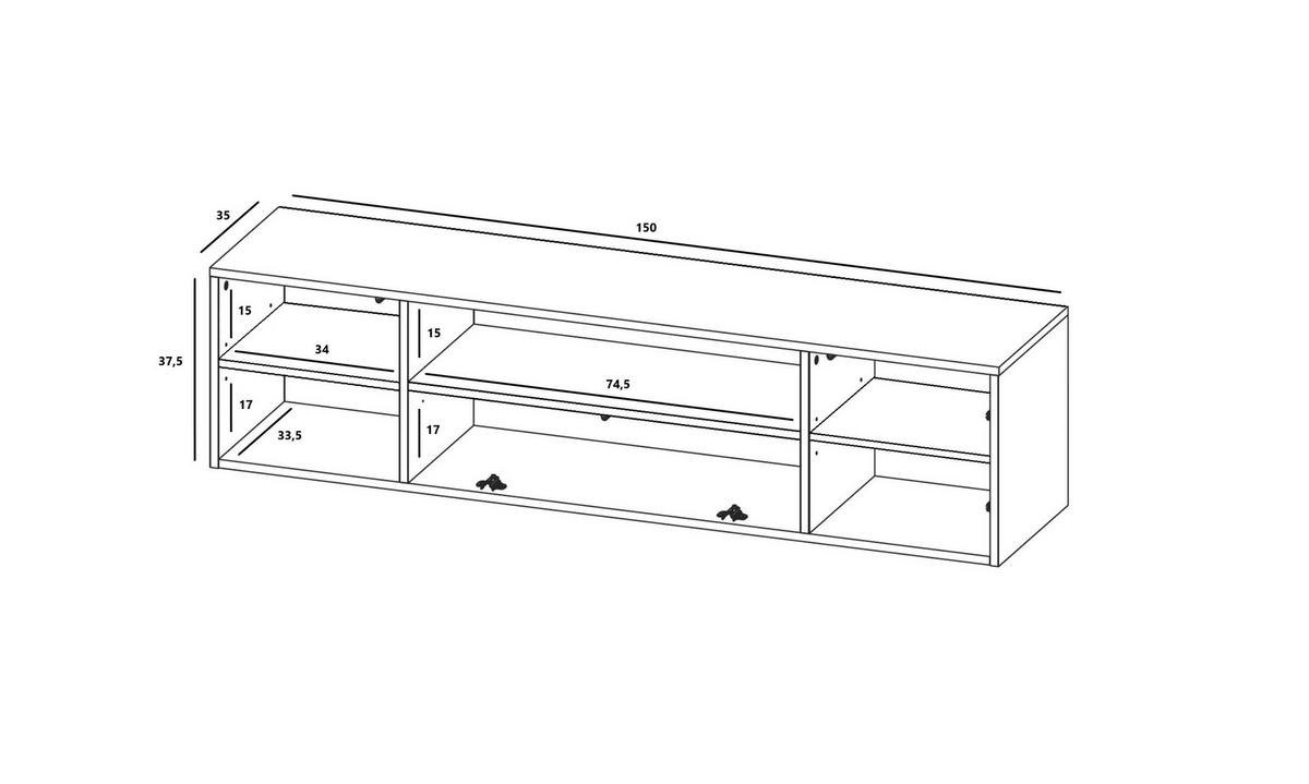 TV-SCHRANK Elpis2 Marineblau Matt Glamour 150 cm - Blau, Holzwerkstoff (150/37.5/36.5cm) - Meble Lindner