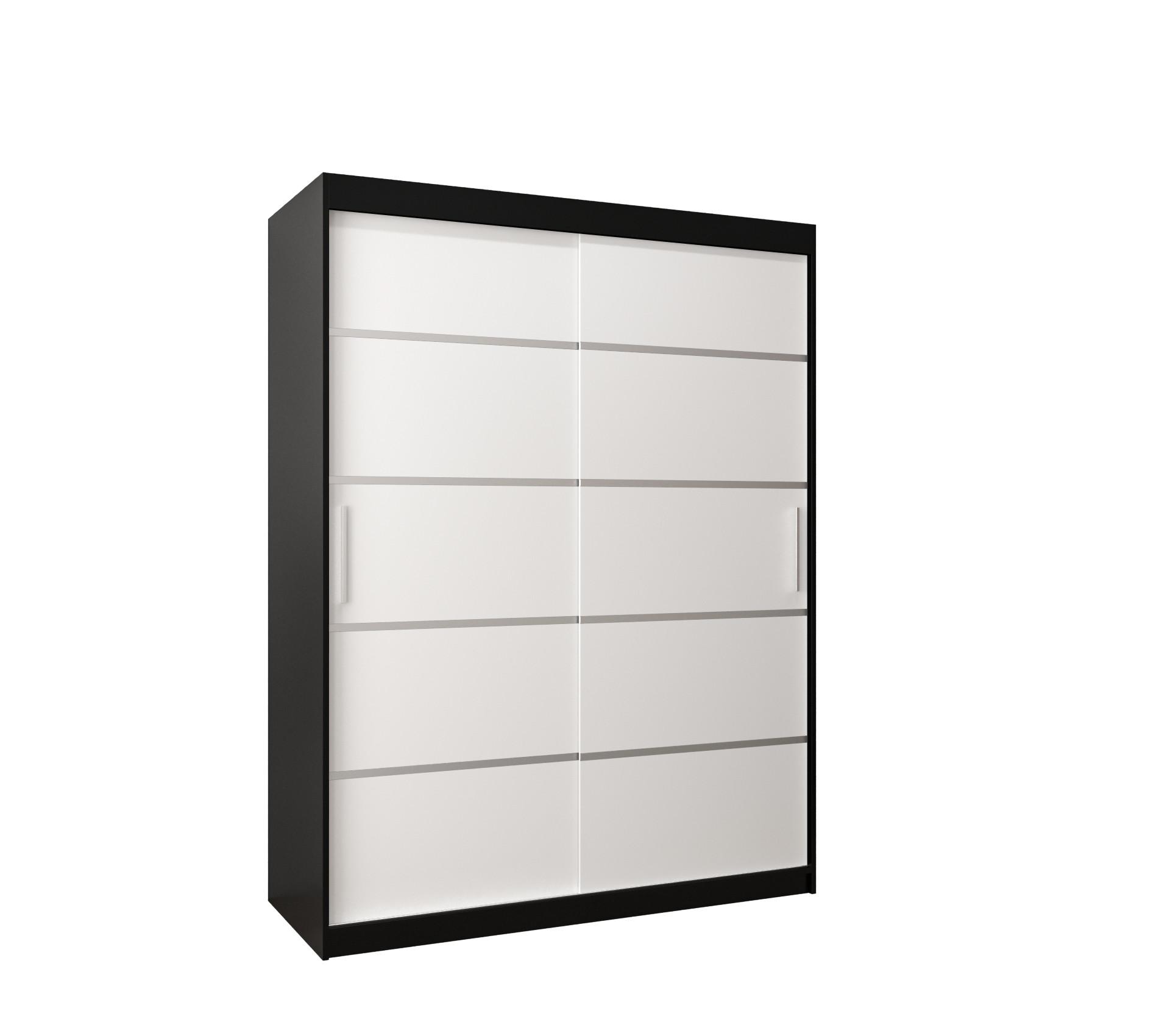 SCHWEBETÜRENSCHRANK 200/150/62 2-türig - Silberfarben/Schwarz, Holz/Kunststoff (150/200/62cm) - MÖBEL KRYSPOL