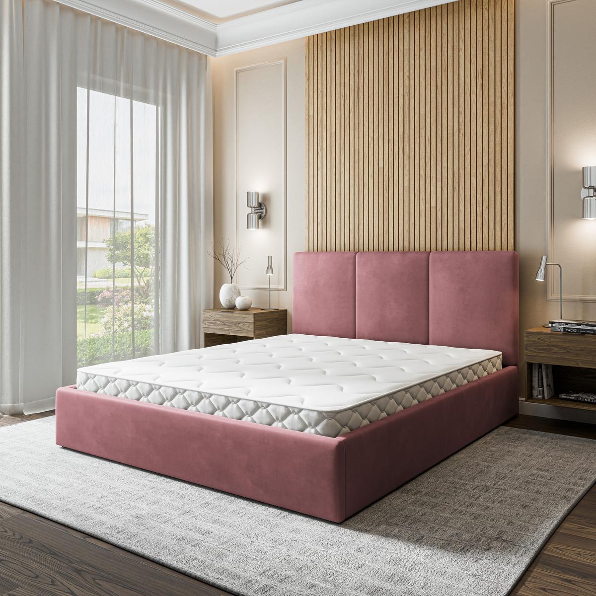 POLSTERBETT AZURI 200x200 cm mit Bettkästen - Rosa - Rosa, Holz (200/200cm) - MASSENO