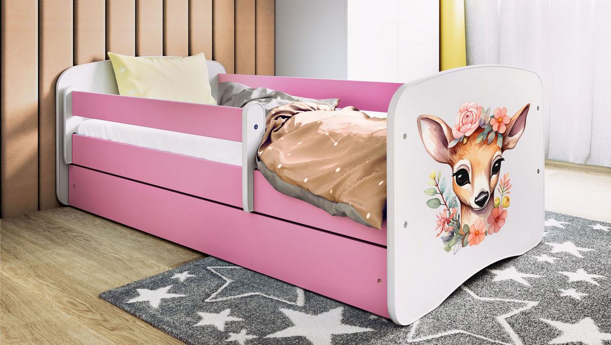 KINDERBETT Emily mit Schublade und Matratze, Rosa 80x160 cm - Dunkelorange, Holzwerkstoff (160/80cm) - WFL GROUP