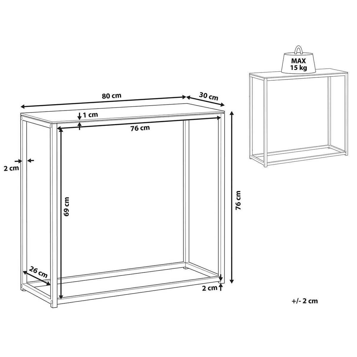 KONSOLENTISCH schwarz Delano - Schwarz, Glas (30/80/76cm) - Beliani