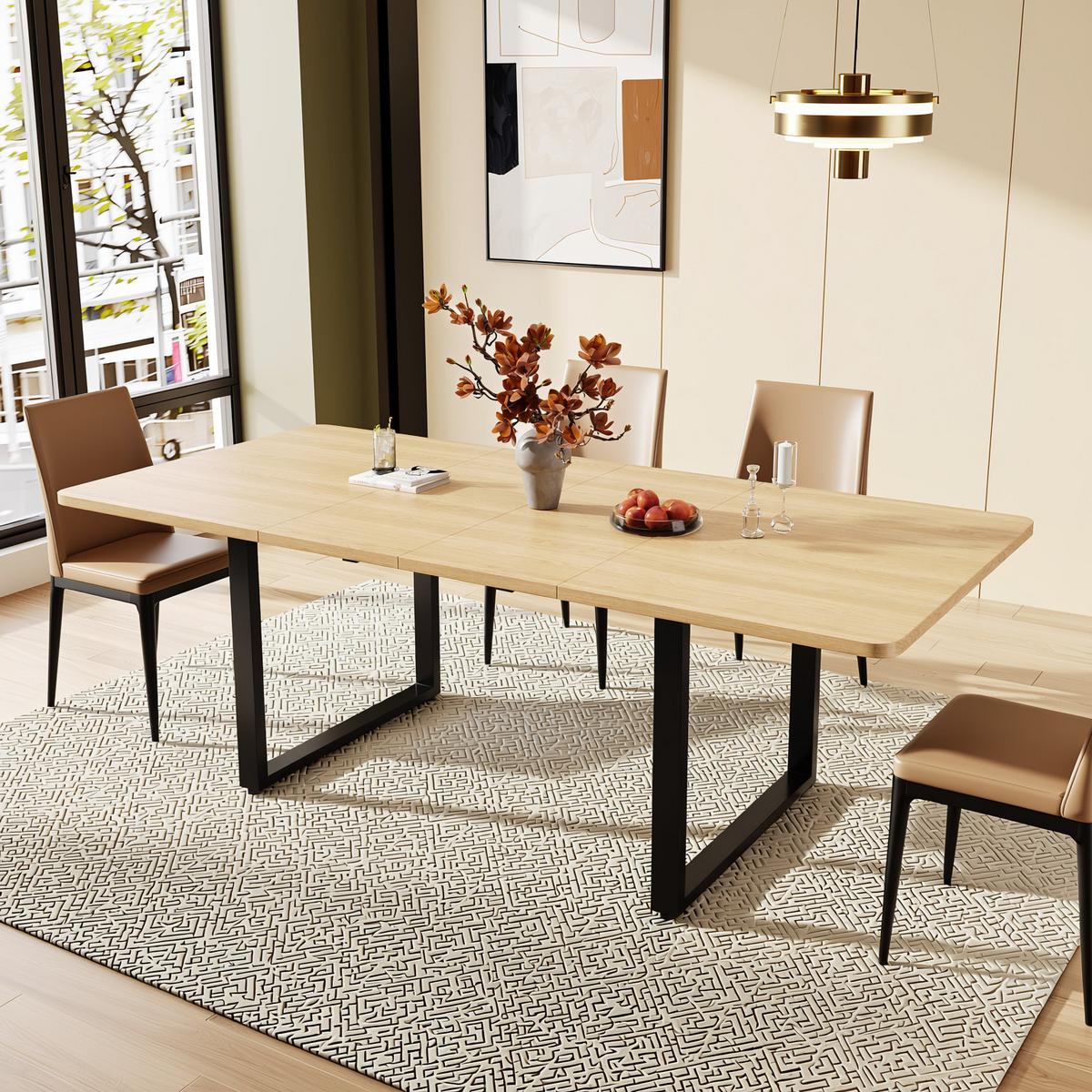 ESSTISCH AUSZIEHBARER 140-220 cm Eiche & Metall – Moderner Esszimmertisch für 6-10 Personen mit Schwerlast-Auszug - Sonoma Eiche, Holzwerkstoff (80/220/75cm) - Urban Meuble