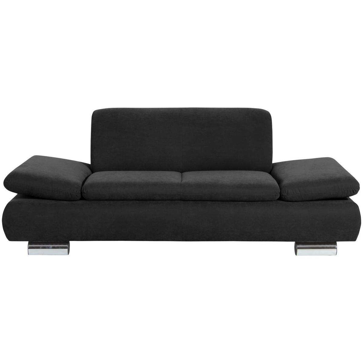 SOFA 2-Sitzer Kaye Bezug Veloursstoff Metallfuß verchromt / schwarz - Schwarz, Kunststoff (190/76/90cm) - 58aufmkessel