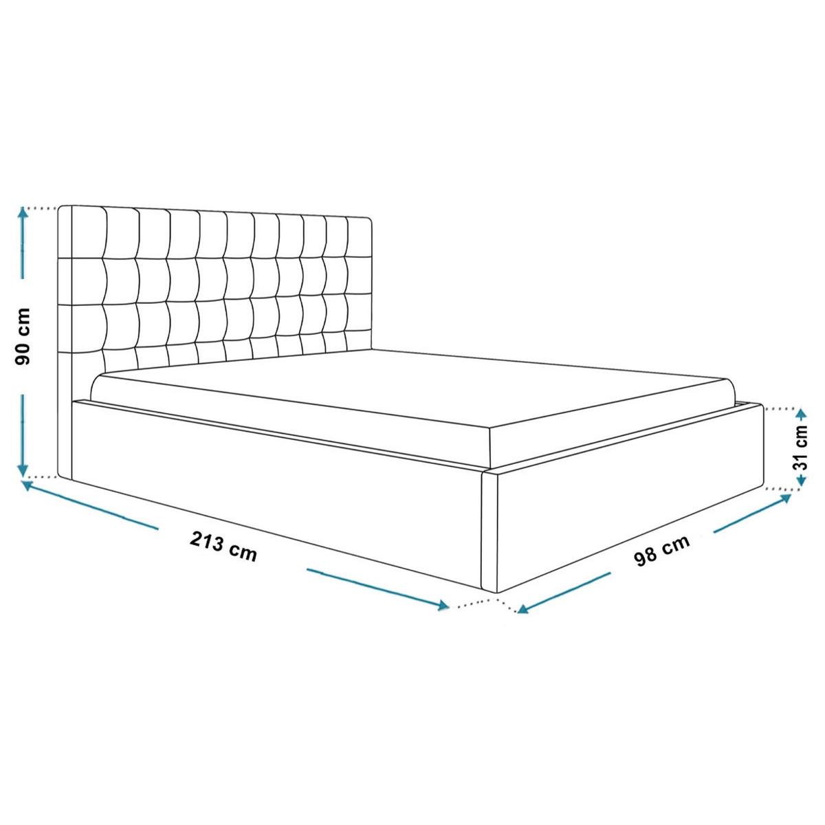 BETT 90x200 - Polsterbett mit Bettkasten und Metallrahmen - Modern Betten - Weicher Jasminstoff - Kollektion Rio, grau - Grau, Holz/Textil (90/200cm) - Alpi-Möbel
