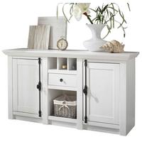 SIDEBOARD weiß Pinie Landhaus, Kommode mit Weinregal 152 x 83 cm - Anthrazit/Weiß, Holzwerkstoff/Metall (152/83/45cm) - Furn.Design