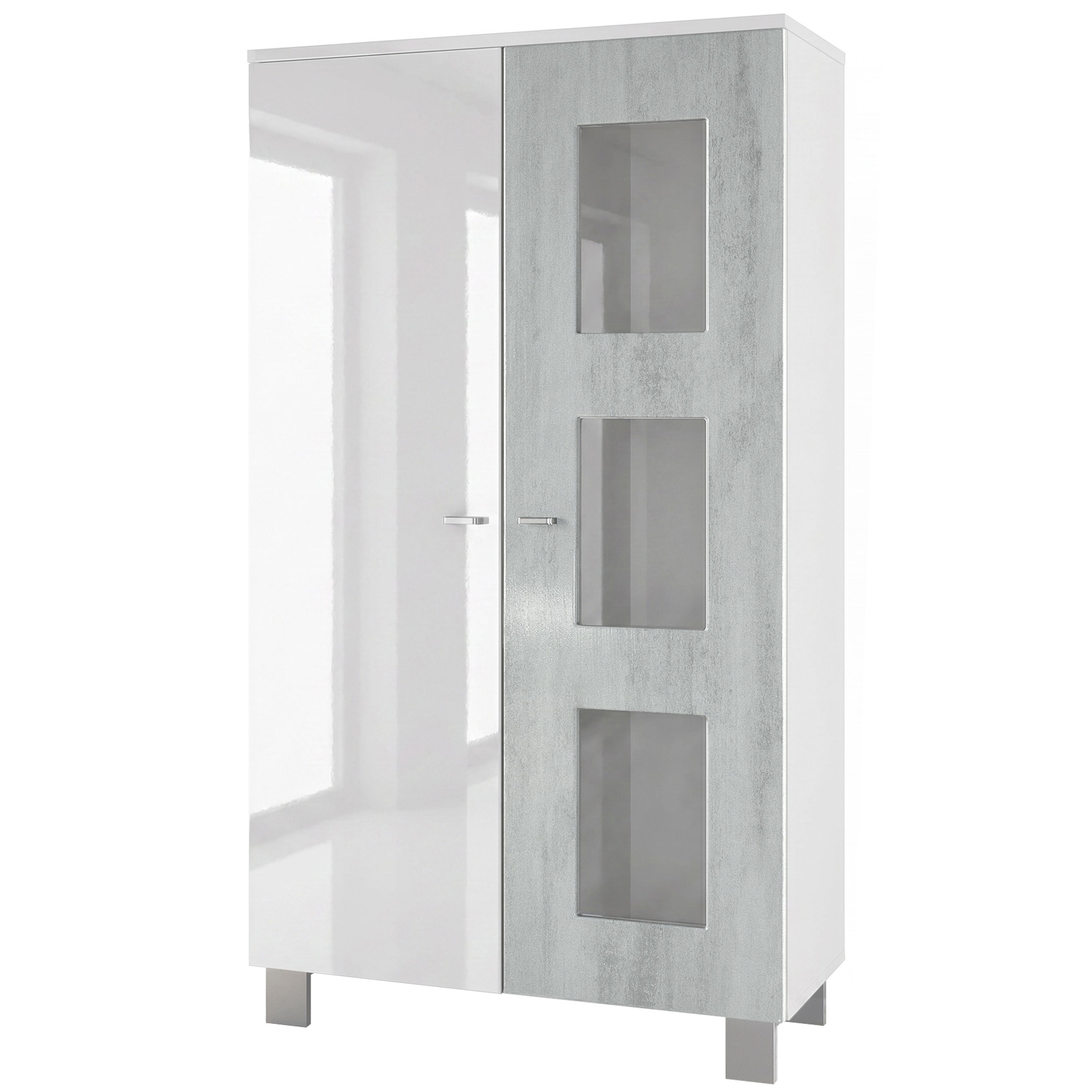 VITRINE Denjo Tür in Beton Oxid Optik - Hellgrau, Holzwerkstoff (71/129/35cm) - Vladon
