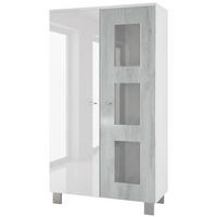 VITRINE Denjo Tür in Beton Oxid Optik - Hellgrau, Holzwerkstoff (71/129/35cm) - Vladon