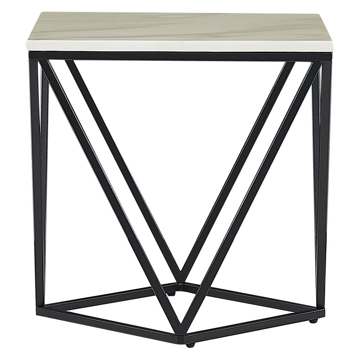 BEISTELLTISCH Marmor Optik beige/schwarz quadratisch 50/50 cm Malibu - Beige/Schwarz, Holzwerkstoff (50/50/50cm) - Beliani