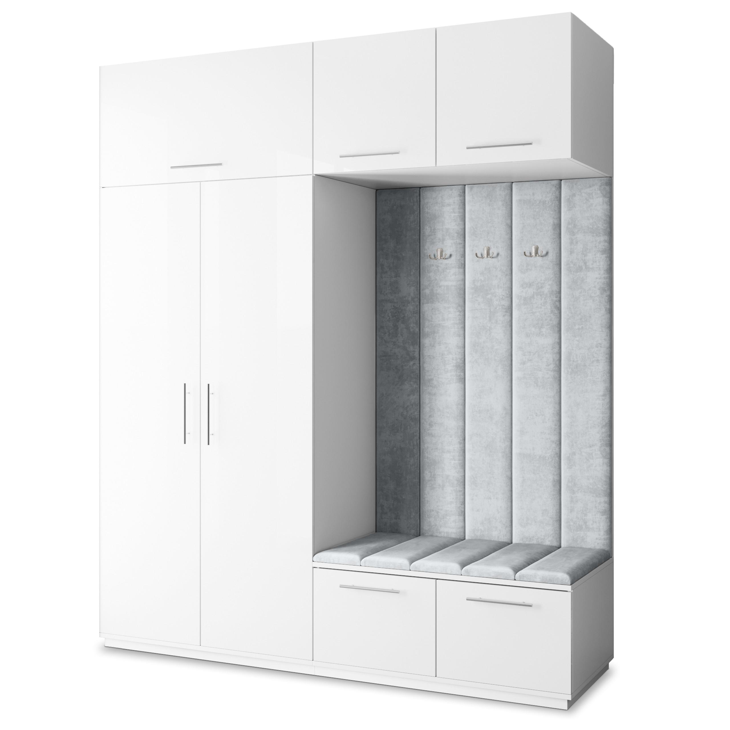 GARDEROBENSCHRANK REMA 200/240/60 cm Modern Weiß - Hellgrau/Weiß, Holzwerkstoff (200/240/60cm) - MASSENO