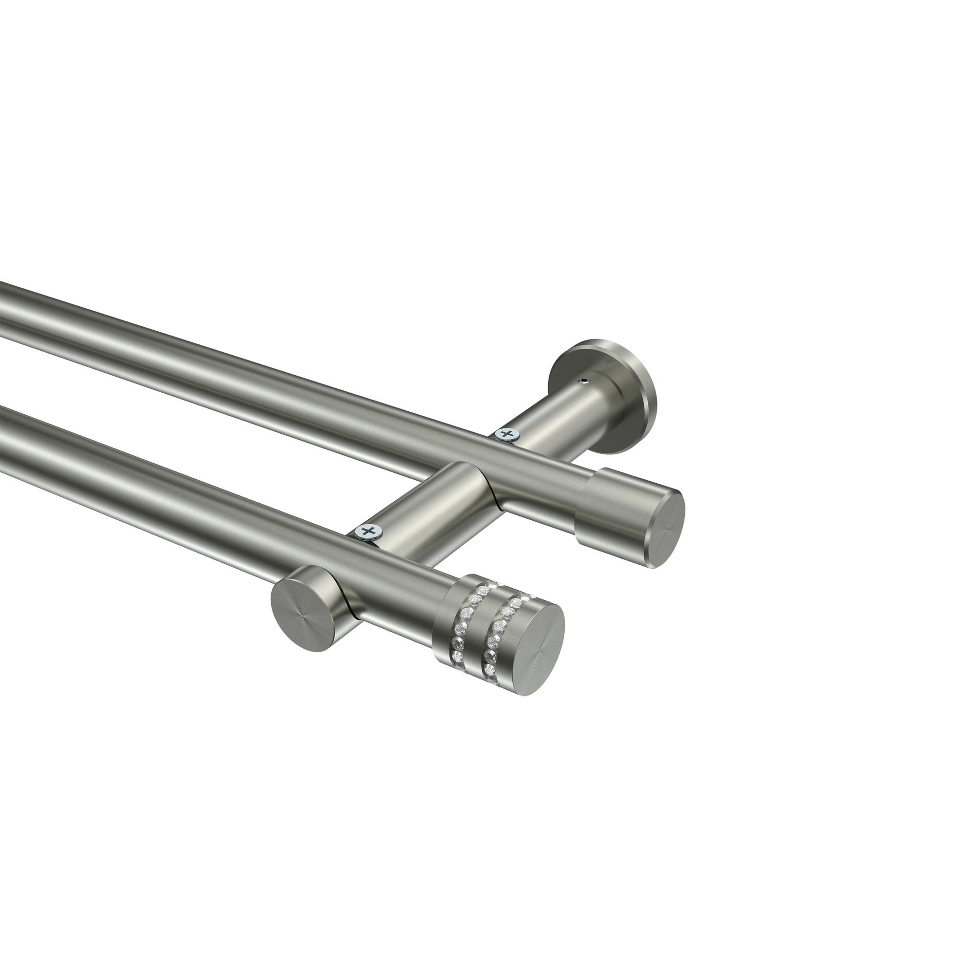 GARDINENSTANGE Platon Estana 200 cm, 2-läufig (ohne Ringe), 20 mm Ø Edelstahl-Optik - Edelstahlfarben, Metall (200cm) - INTERDECO