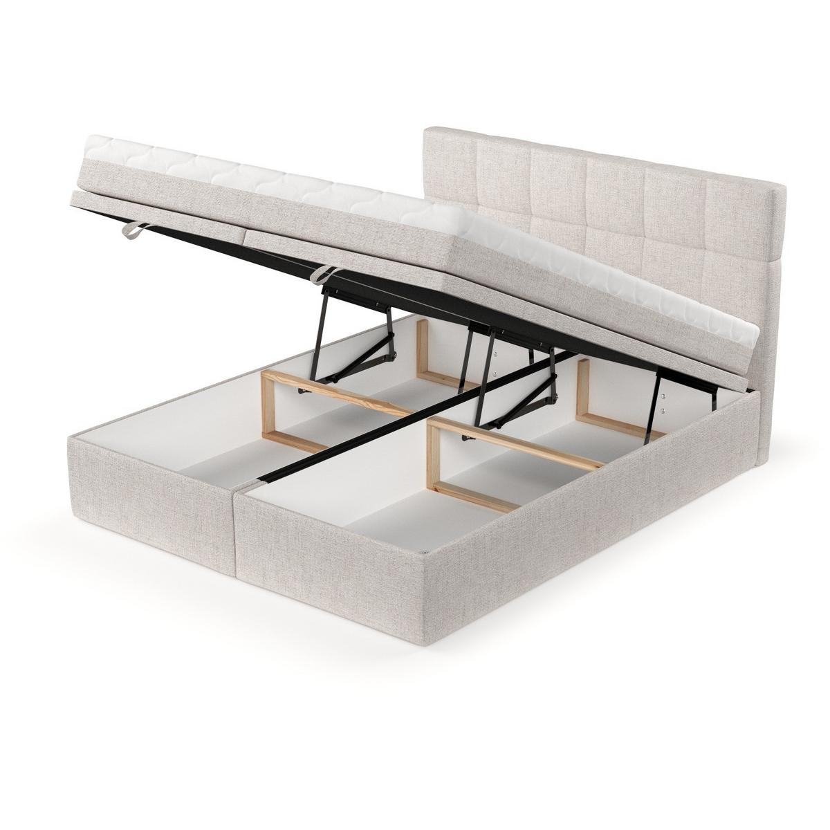 BOXBETT Elano 180/200 cm Hellbeige im Neve Stoff - Sandfarben/Schwarz, Holz/Holzwerkstoff (180/200cm) - AltaBeds