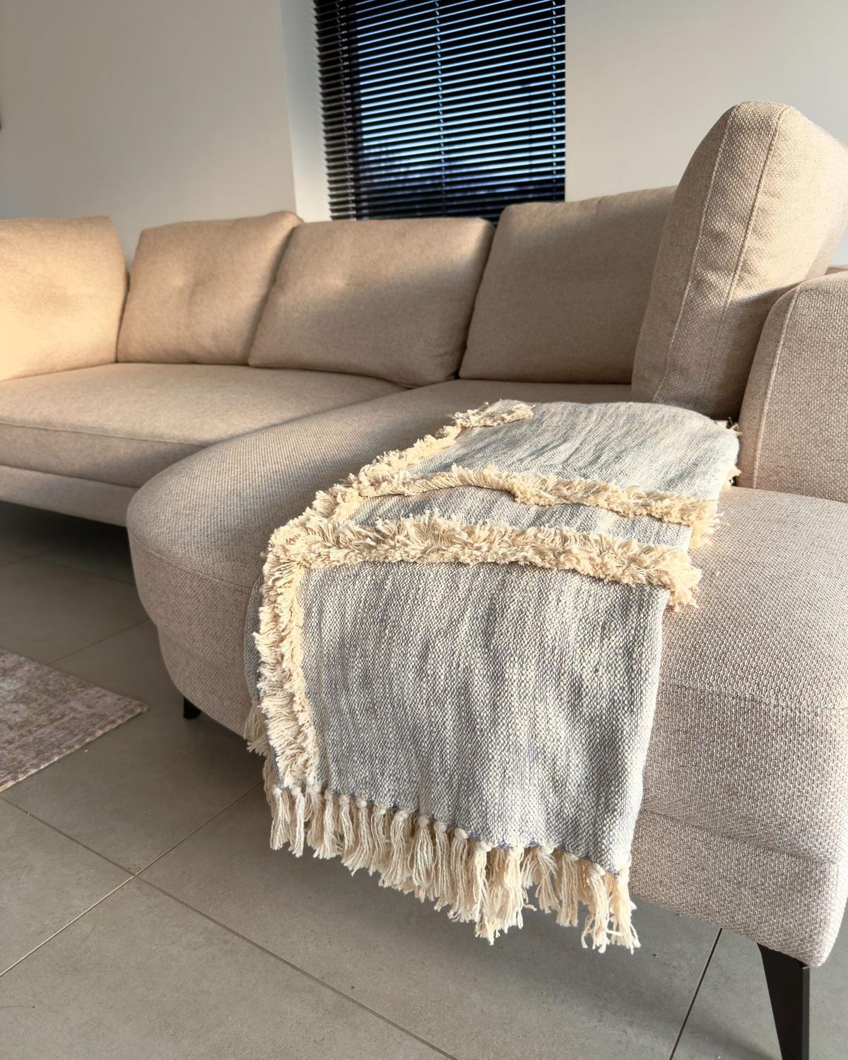 DECKE Beige Hospet 130/180 cm - Beige, Naturmaterialen/Textil (130/180cm) - Beliani