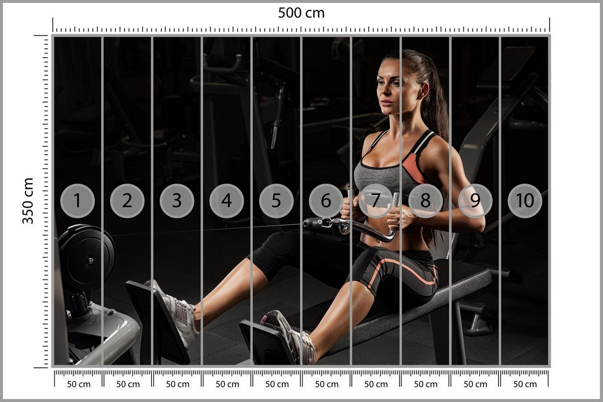 FOTOTAPETE Fitnessfrau Training Gym Modern Sport 500x350 - Beige/Schwarz, Papier (500/350cm) - Muralo