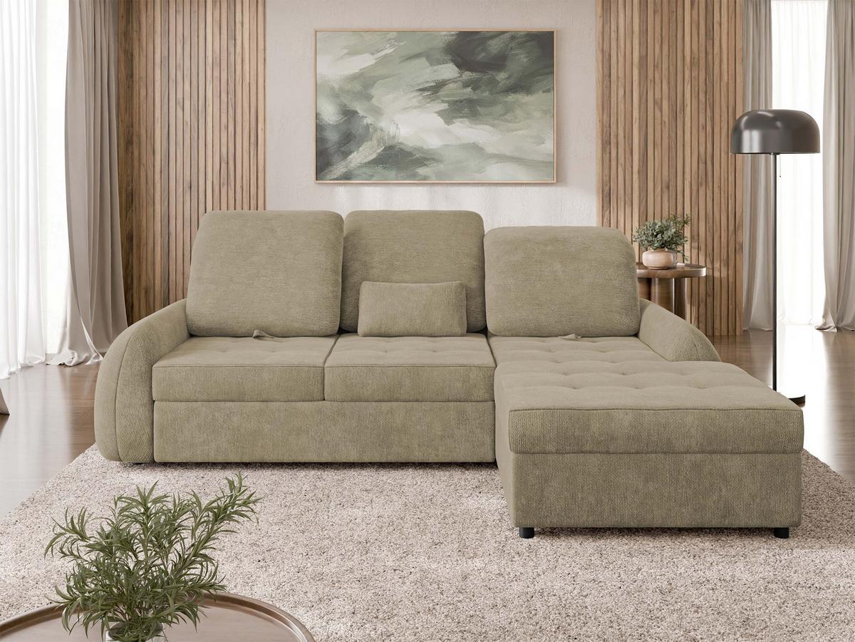 ECKSCHLAFSOFA Soreno, Seite: Rechts - Hellbraun/Schwarz, Holz/Kunststoff (176/255cm) - MIRJAN24