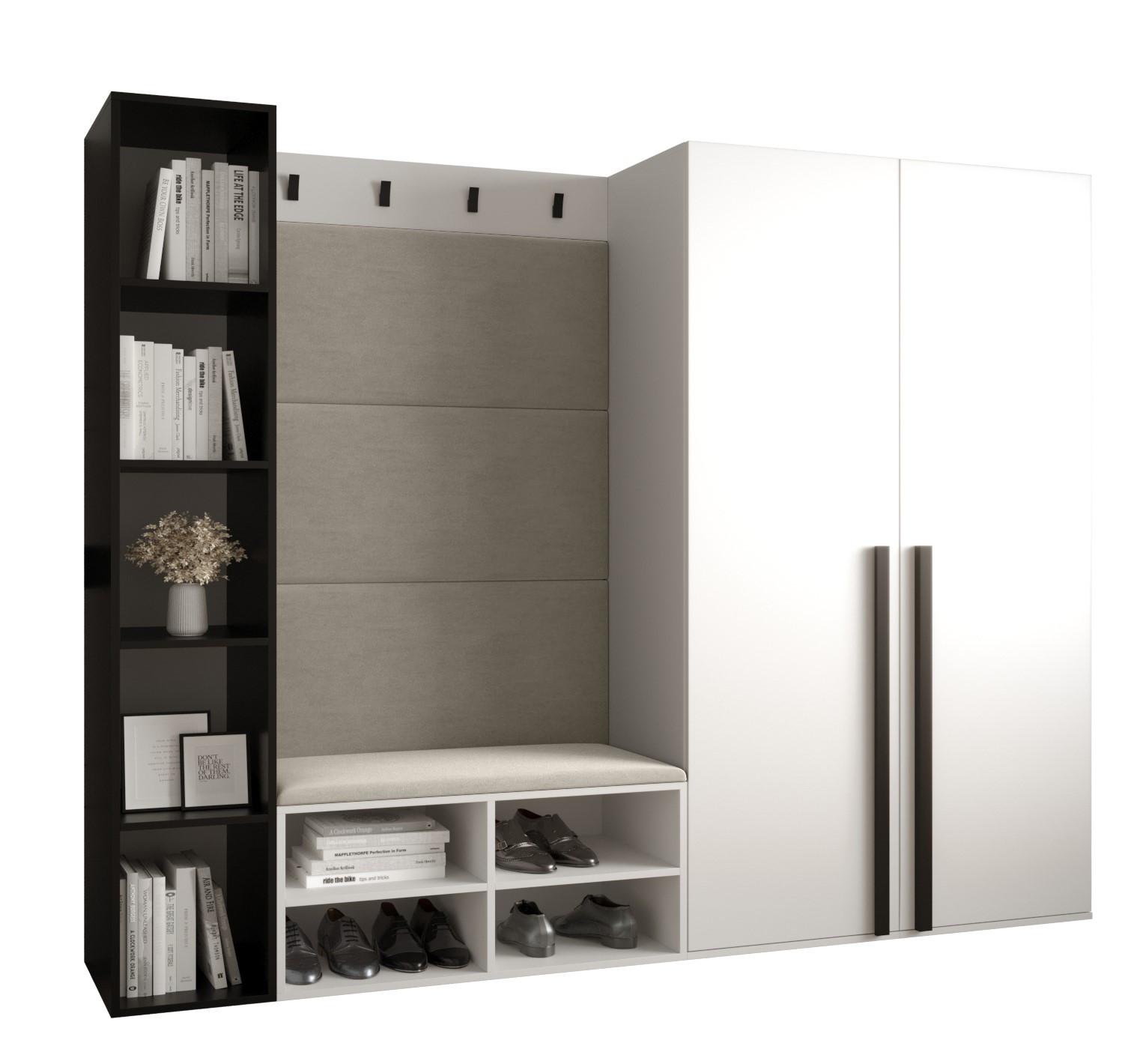 GARDEROBEN-SET 214/184/42 - Creme/Schwarz, Holz/Kunststoff (214/184/42cm) - MÖBEL KRYSPOL