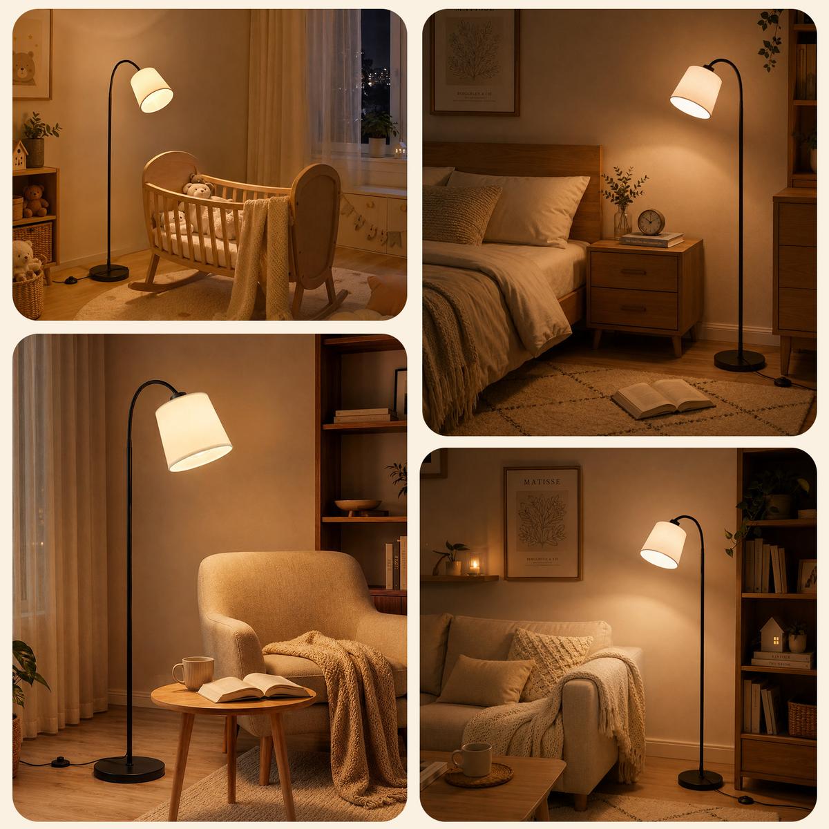 STEHLAMPE Orythvin 18/16/160 cm - Beige, Textil/Metall (18/16/160cm) - ZMH
