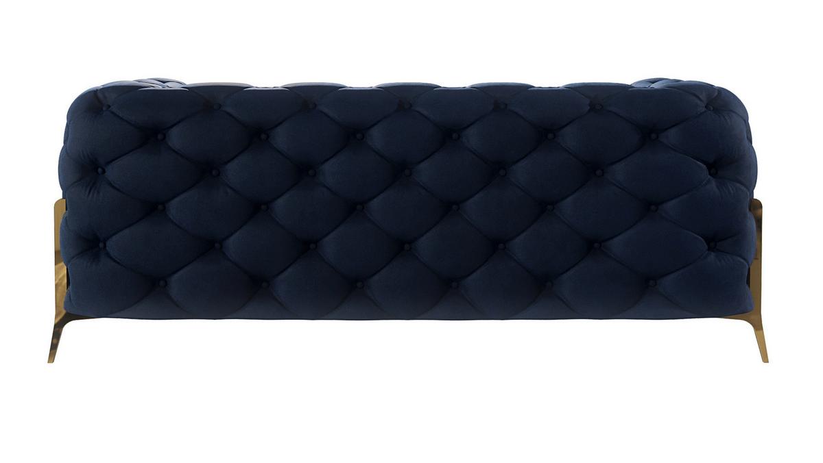 CHESTERFIELD-SOFA 2-Sitzer Lexi Marineblau Samt - Goldfarben/Dunkelblau, Holz/Textil (185/75/100cm) - S-Style Möbel