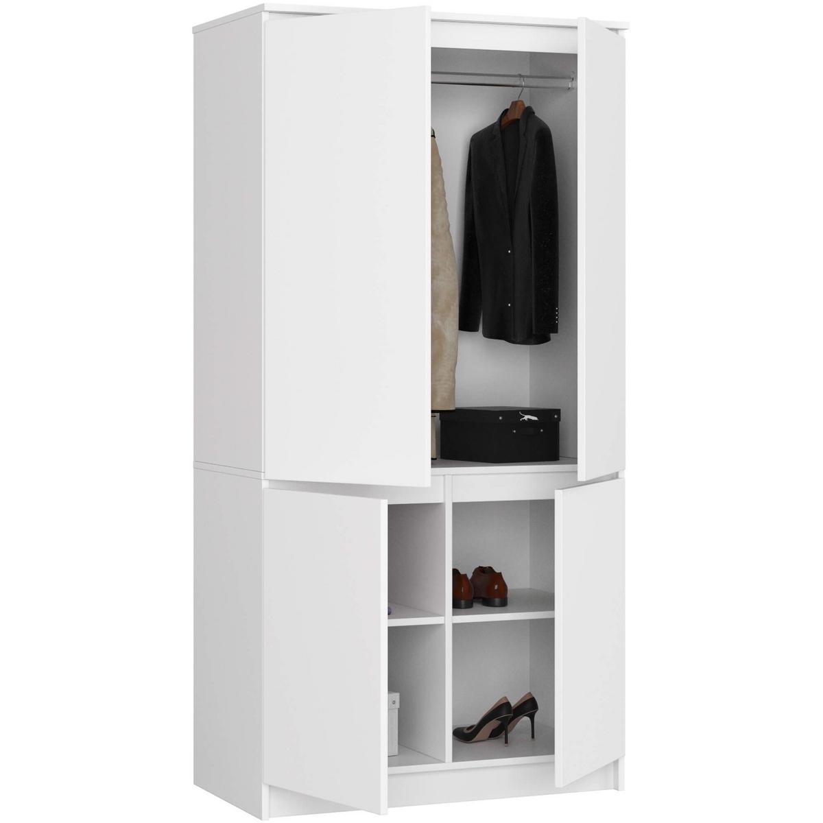 KLEIDERSCHRANK Weiß 180/90/51 - Weiß, Holzwerkstoff (90/180/51cm) - RAUMHIRSCH FURNITURE
