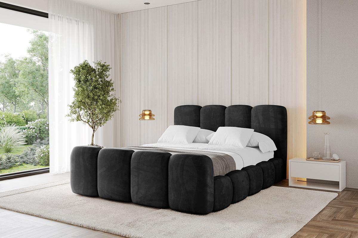 POLSTERBETT mit Bettkasten, Fußteil und Lattenrost, Boxbett ohne Matratze - KALA-Z 120x200 Schwarz - Schwarz, Holzwerkstoff/Textil (120/200cm) - ALTDECOR