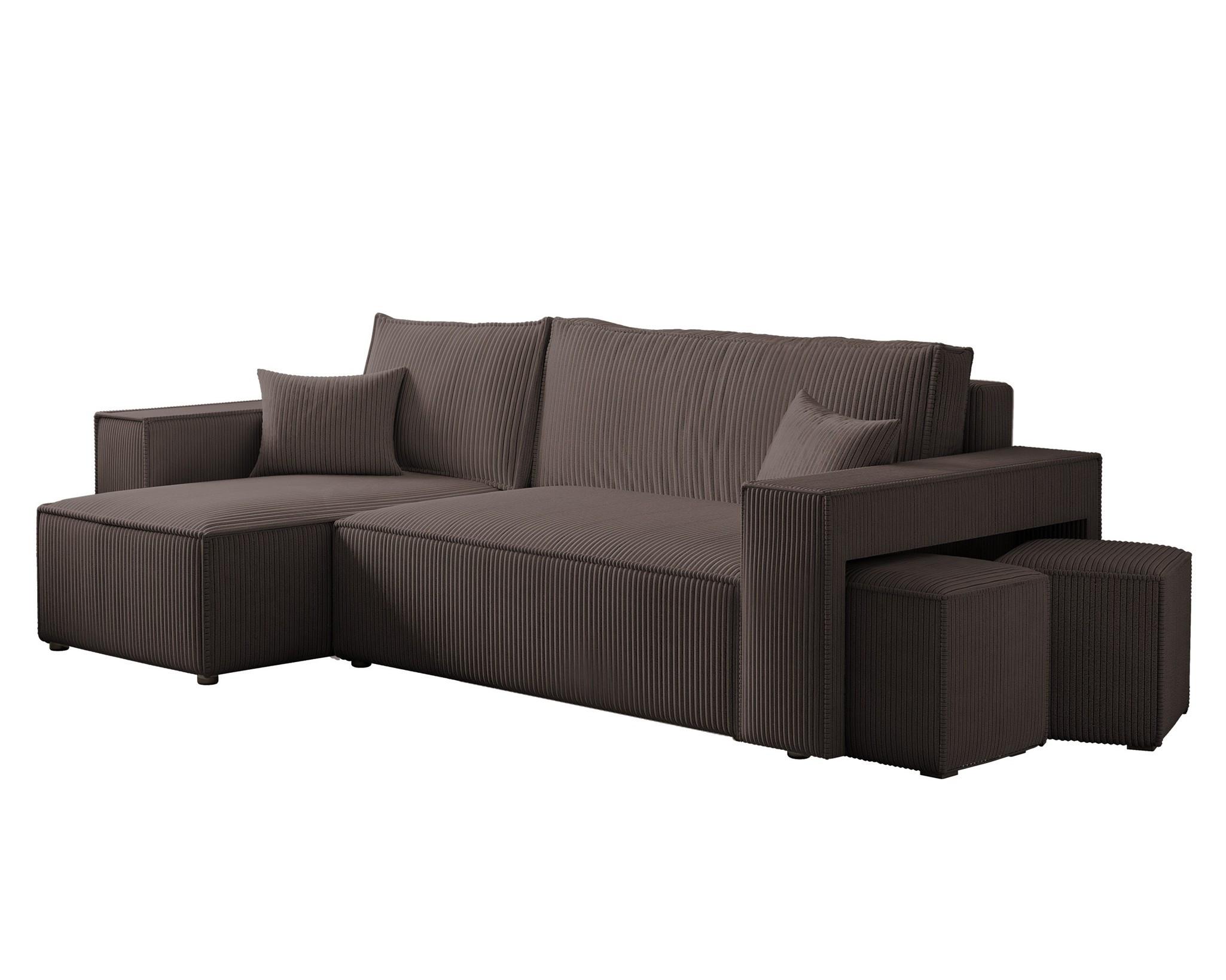 ECKSOFA Adara Inkl. Hocker - Braun, Holzwerkstoff/Textil (262/145cm) - Fun Möbel