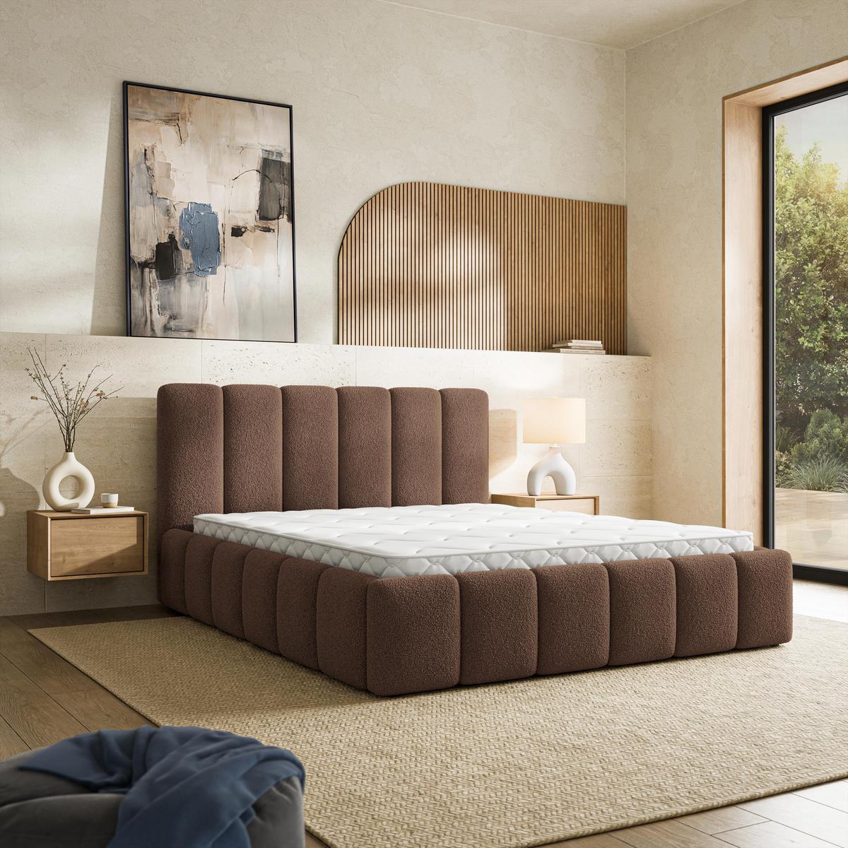 POLSTERBETT RANIS 200x200 cm mit Bettkästen - Braun - Braun, Holz/Textil (200/200cm) - MASSENO