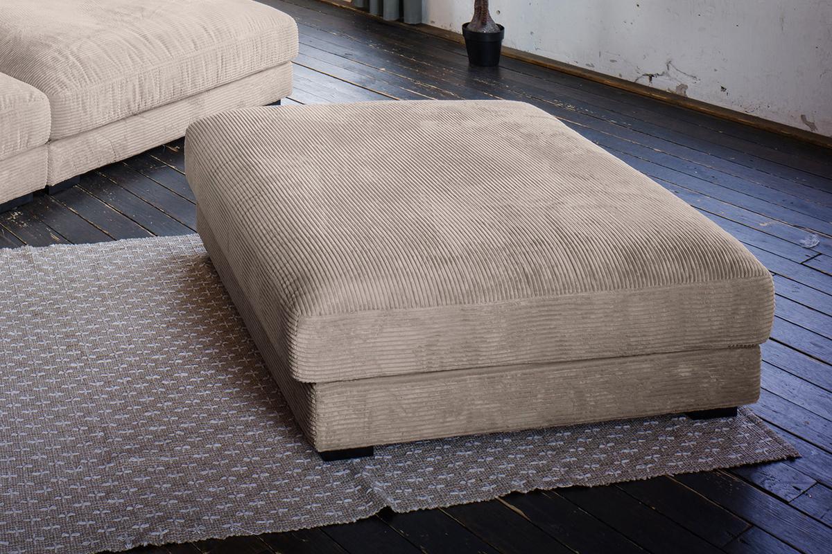 BIG SOFA-SET 7-TLG MADELINE Taupe Cord - Taupe/Schwarz, Kunststoff/Textil (290/85/170cm) - KAWOLA
