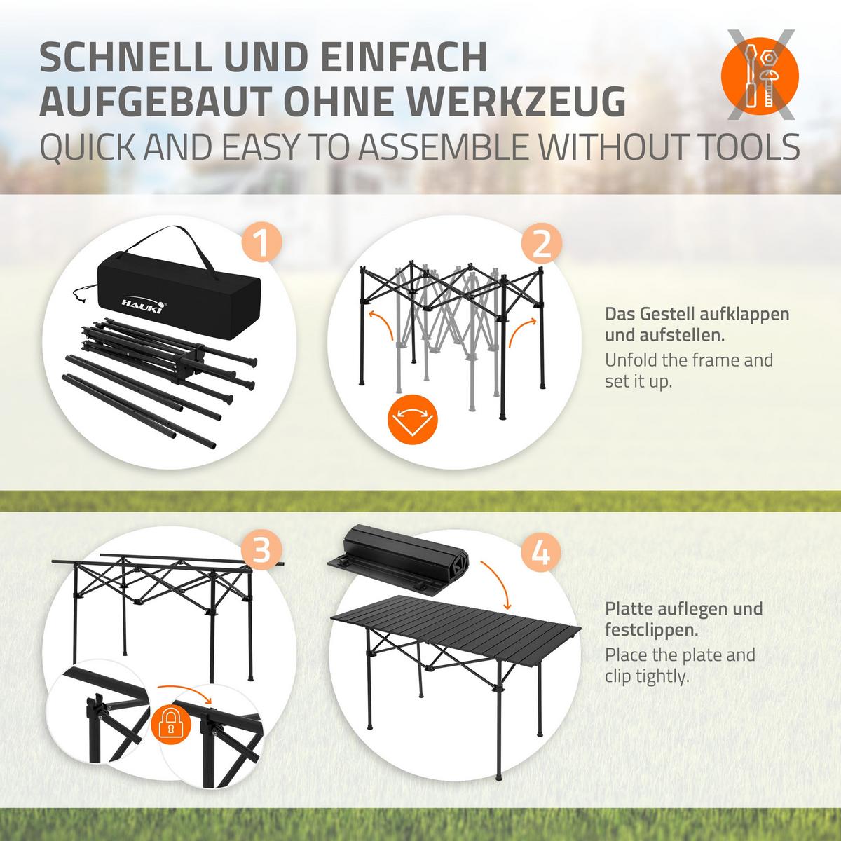 CAMPINGTISCH schwarz - Schwarz, Metall (55/118/64.5cm) - Hauki