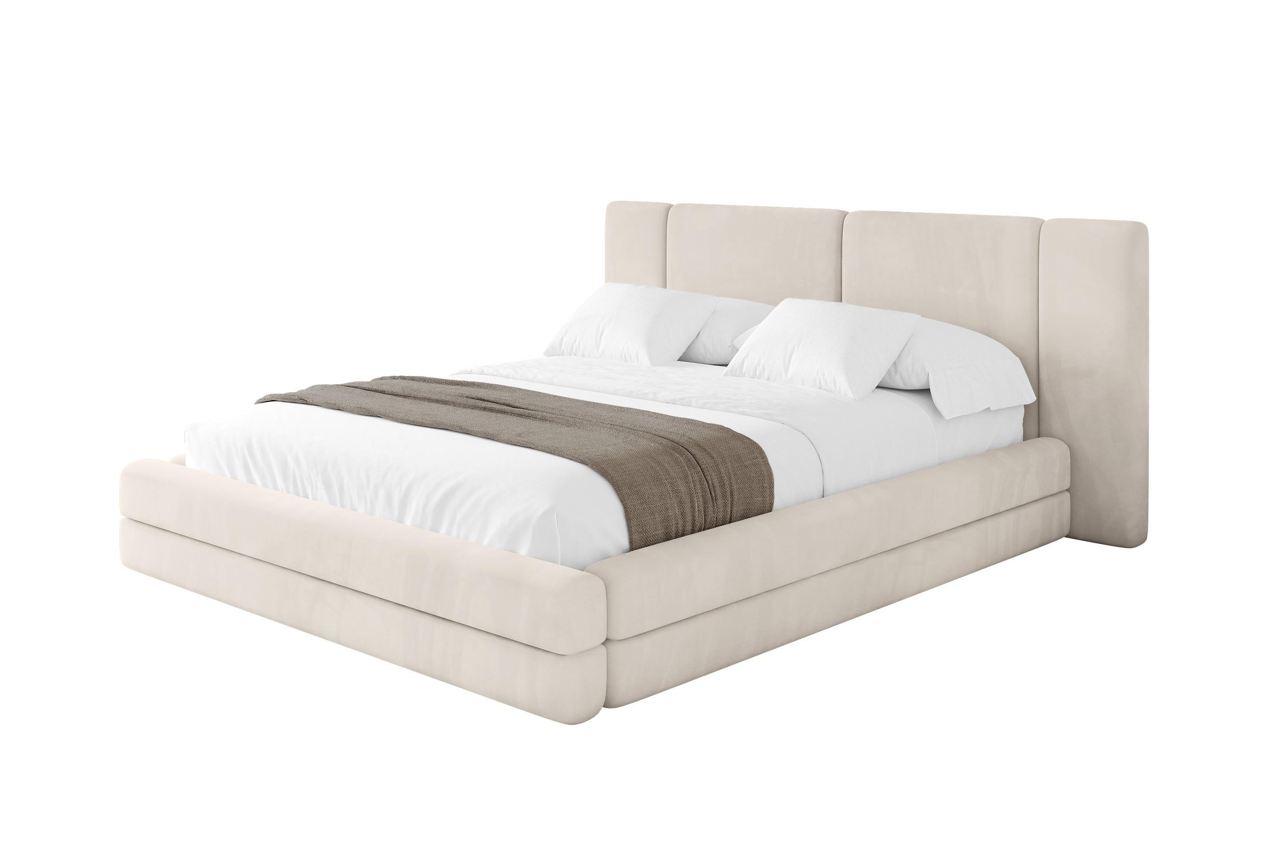 POLSTERBETT mit Bettkasten und Lattenrost, Boxbett ohne Matratze - TEVO 140x200 Beige - Ecru, Holzwerkstoff/Textil (140/200cm) - ALTDECOR