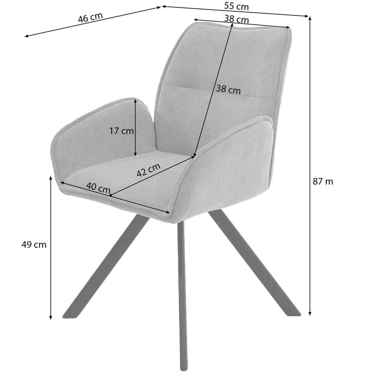 DREHSTUHL Zerra im Geflechtstoff mit Metallbeinen, Dunkelbeige - Schwarz/Cappuccino, Metall (55/87/46cm) - Beautysofa