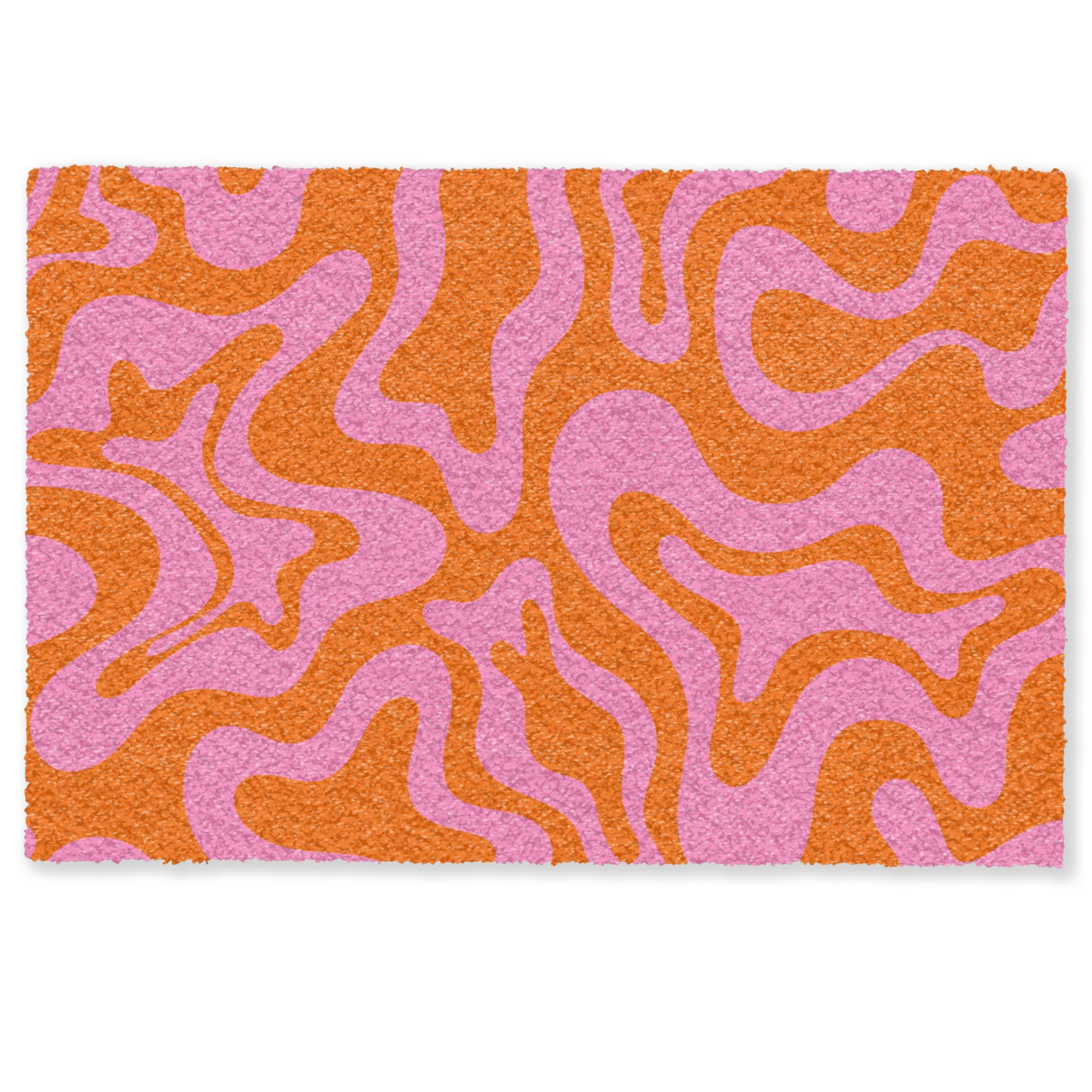 FUSSMATTE Muster - Rosa - Orange - Abstrakt - Modern Türmatte 90x60 cm - Pink, Kunststoff (90/0.4cm) - MuchoWow