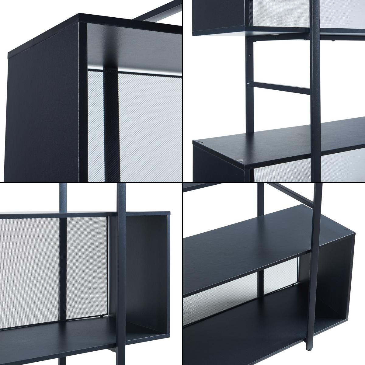 STANDREGAL Randaberg - Schwarz, Holzwerkstoff/Metall (180/180/33cm) - [en.casa]