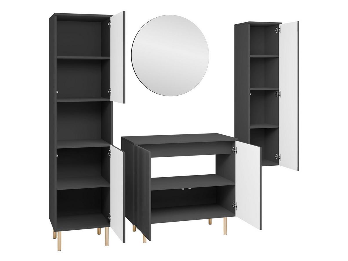 BADMÖBEL-SET Nubia V - Goldfarben/Schwarz, Holzwerkstoff/Metall (87/79/45cm) - MIRJAN24