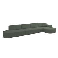 ECKSOFA Ottomane Rechts MARI-L3 - 413x171x79 cm Grün Tissu - Schwarz/Grün, Holzwerkstoff/Kunststoff (171/413cm) - ALTDECOR