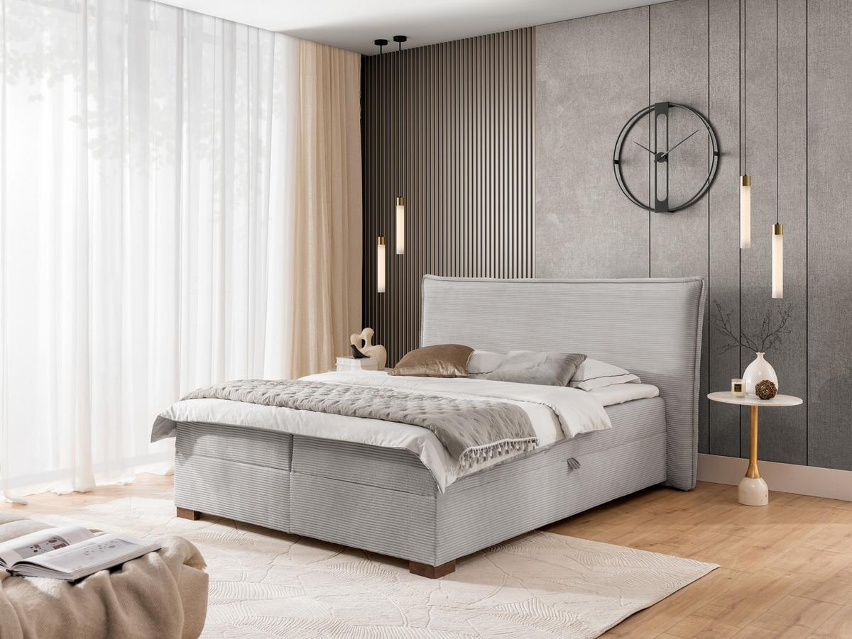 BOXBETT Lovetti II, Cord, H3 - Dunkelbraun/Hellgrau, Holz/Kunststoff (200/200cm) - S-Style Möbel