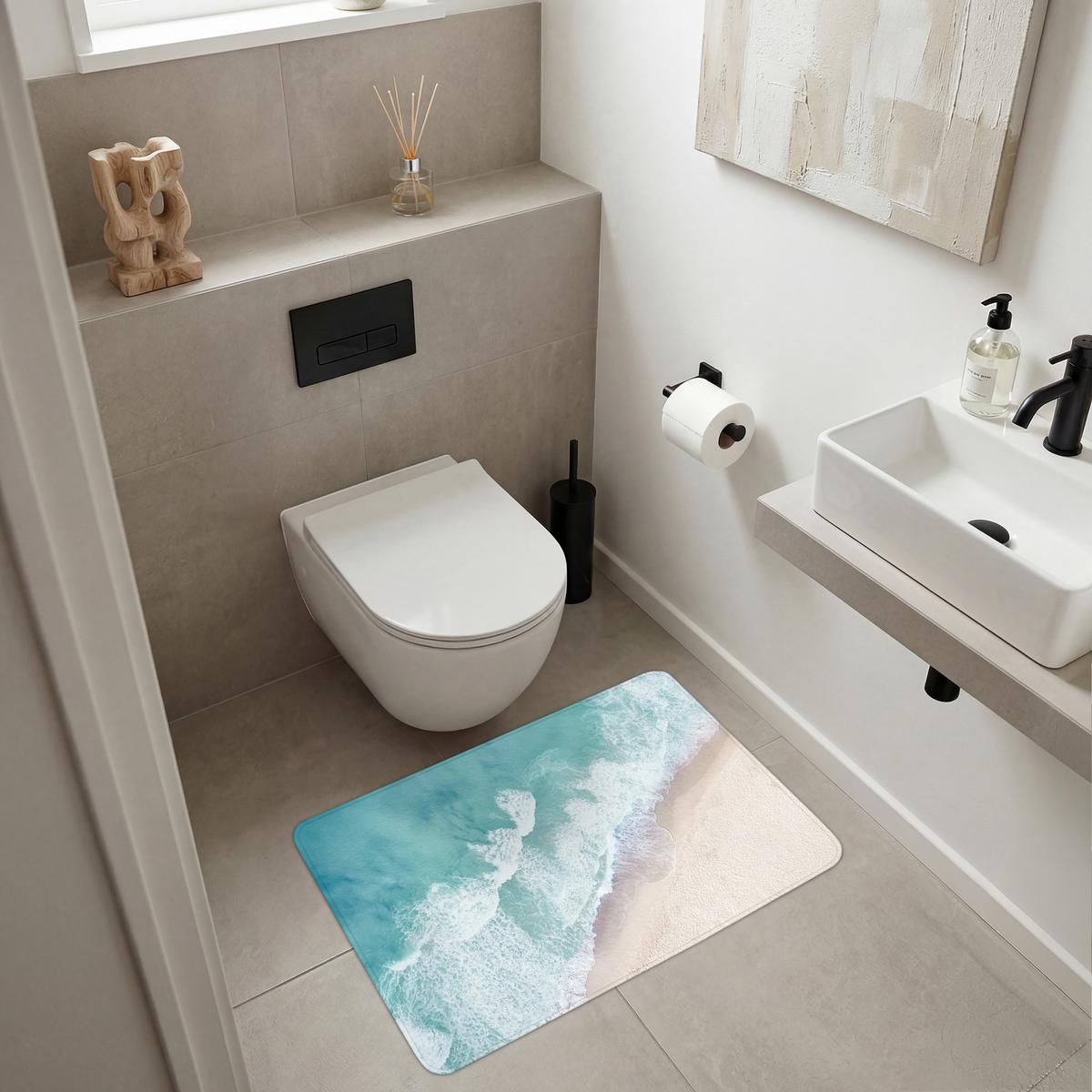 BADEMATTE Strand - Meer - Natur - Sommer 90x60 cm - Türkis, Textil (90/60cm) - OnlyWow