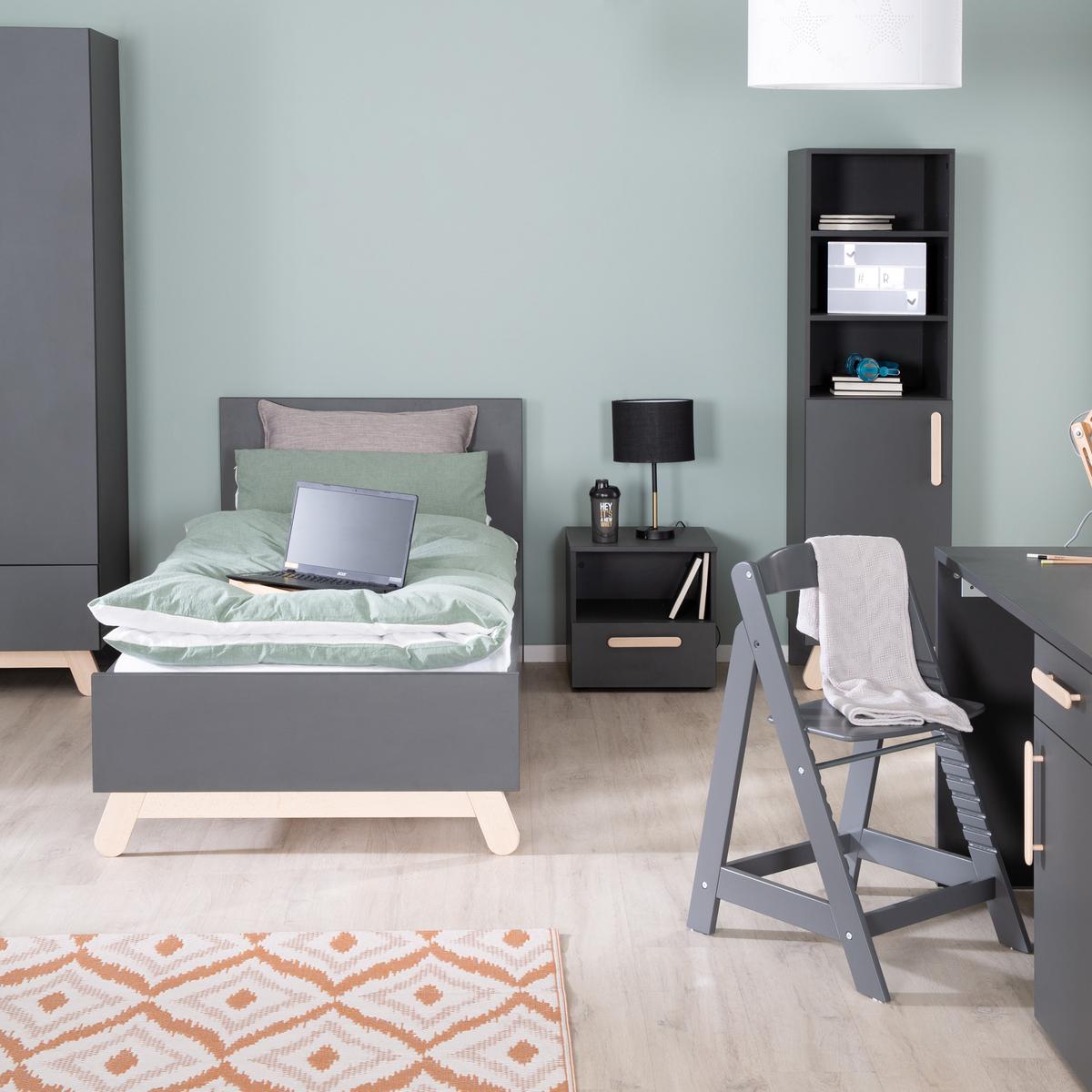 JUGENDBETT Jara 90x200 cm - Anthrazit, Holzwerkstoff (90/200cm) - Roba