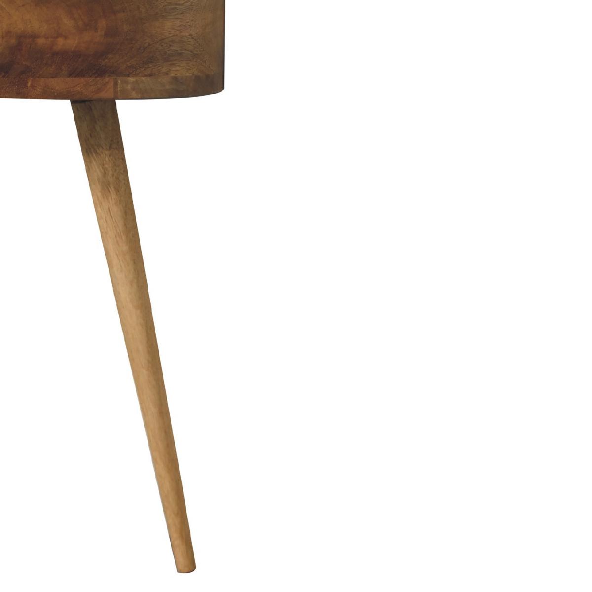 MINI NACHTTISCH rund, Eichenholzoptik, 1 Schublade, Nordische Beine, Beige - Beige/Messingfarben, Holz/Metall (40/52/32cm) - Artisan Furniture