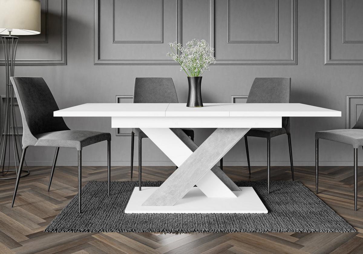 ESSTISCH RUDEN Ausziehbar 140 - 180 / 80 x 76 cm - Weiß/Grau, Holz (140/80/76cm) - MASSENO