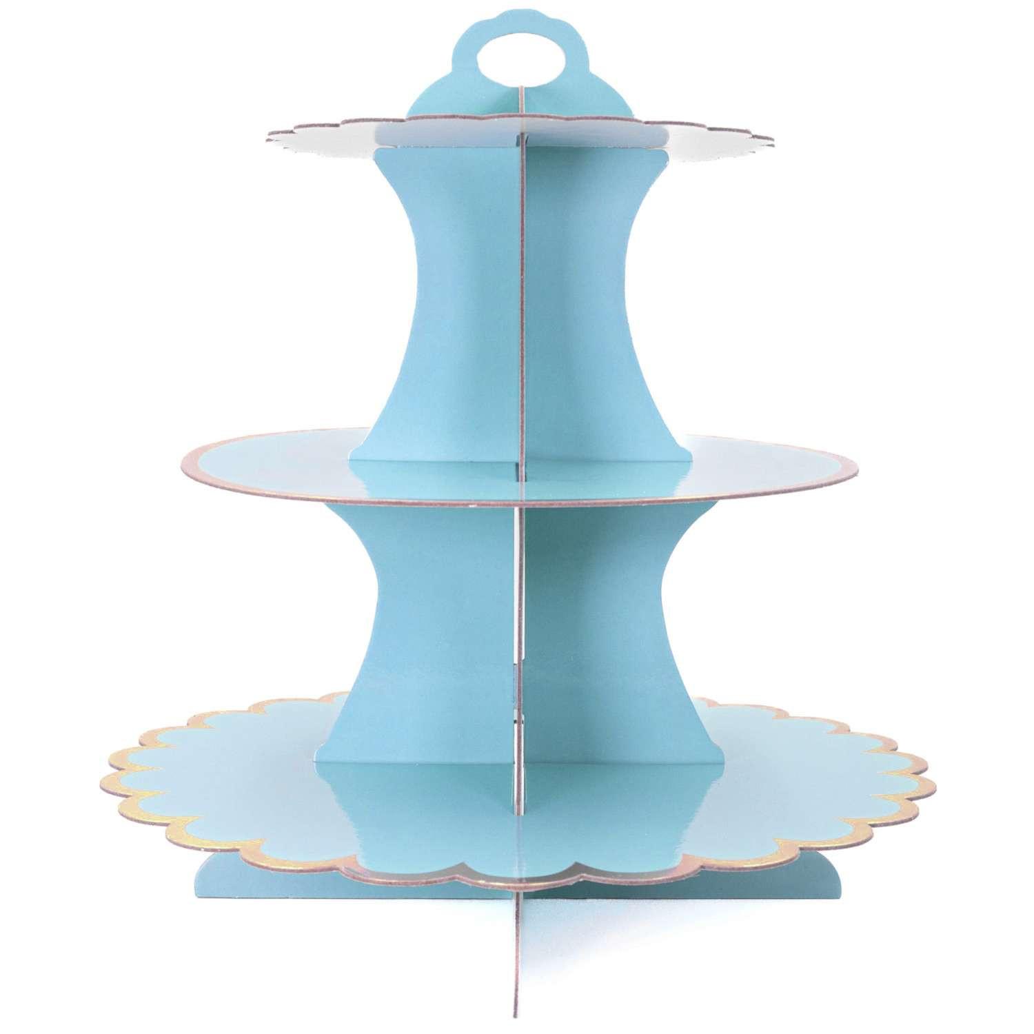 TORTENSTÄNDER aus Karton - Blau, Kunststoff (30/33/30cm) - Intirilife