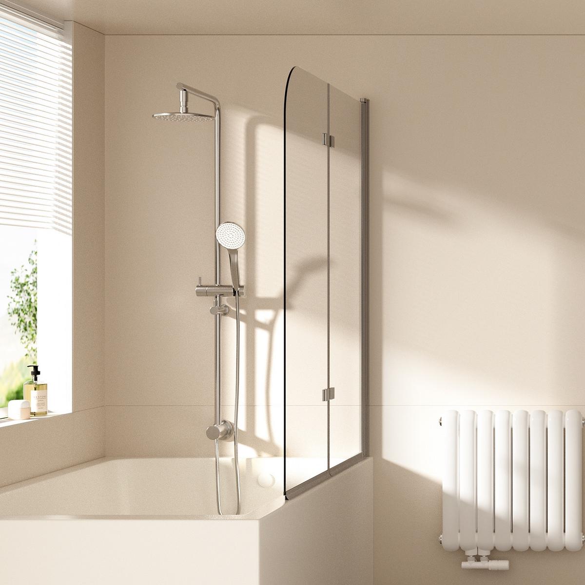BADEWANNENAUFSATZ 2-teilig faltbar 120/140 cm - Transparent, Glas (120/140cm) - EMKE