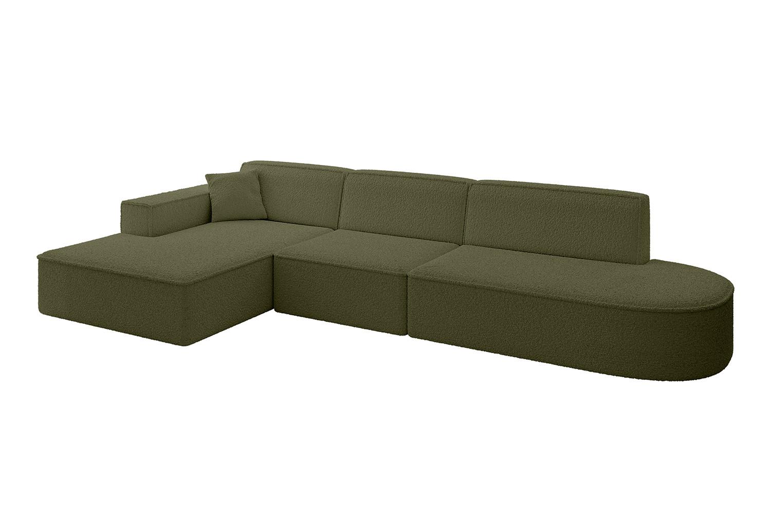 ECKSOFA Ottomane Links IREA-L2-v4 - 327x165x77 cm Grün - Platinfarben, Holzwerkstoff/Textil (327/165cm) - ALTDECOR