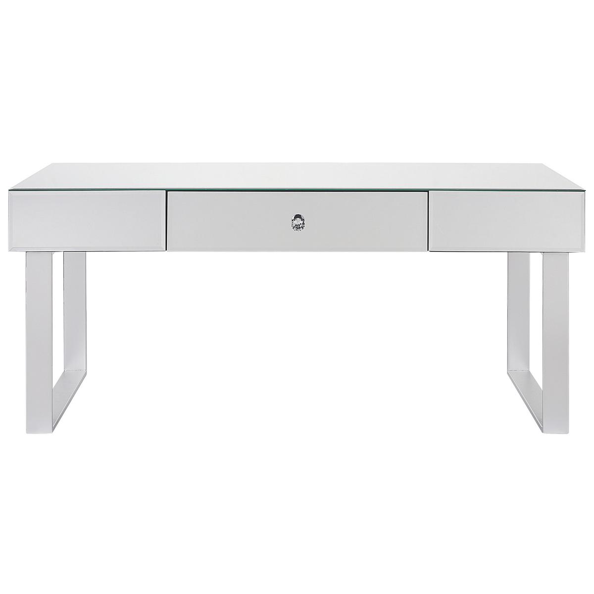 COUCHTISCH Silber mit Schublade verspiegelt Nesle - Silberfarben, Glas (47/110/46cm) - Beliani