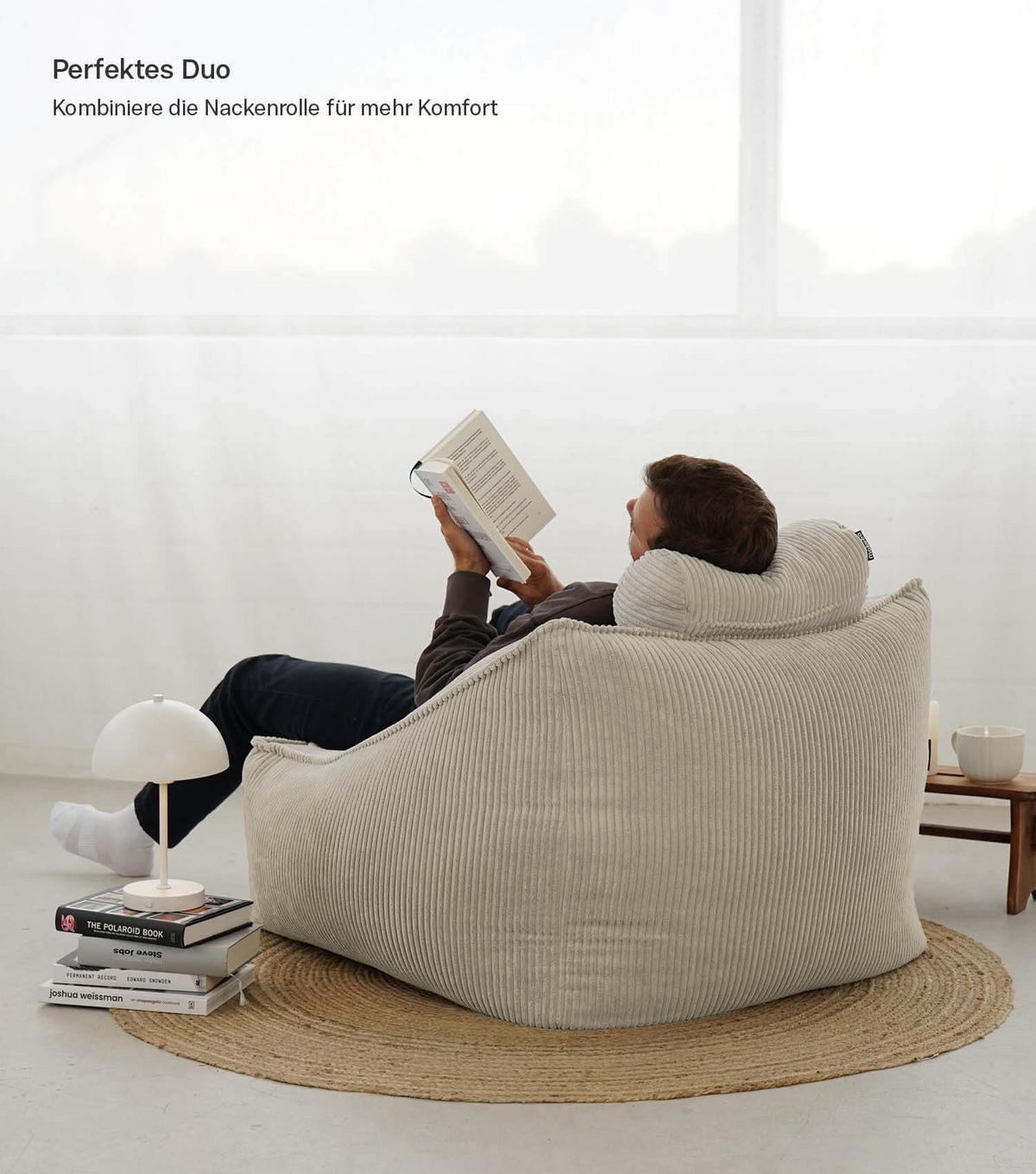 SITZSACK Cord Snug mit Hocker - Beige, Textil (80/60/83cm) - Mokebo