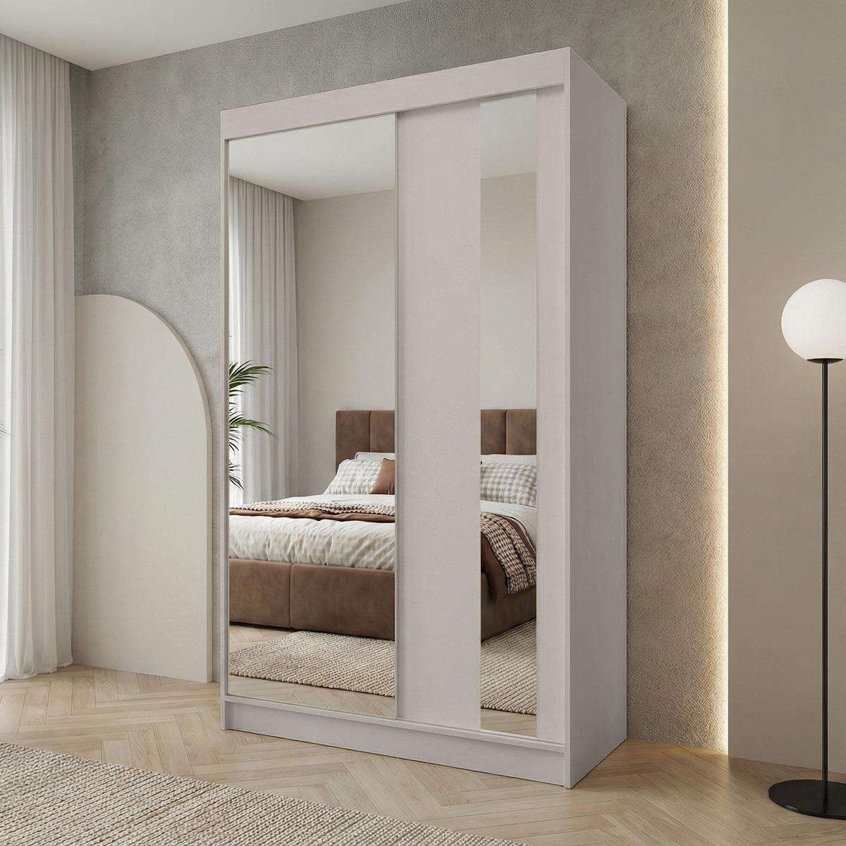 SCHWEBETÜRENSCHRANK Gaja II 120/216/61 kaschmir mit Spiegel und Schubladen - Kaschmir, Holzwerkstoff (120/216/61cm) - Beautysofa