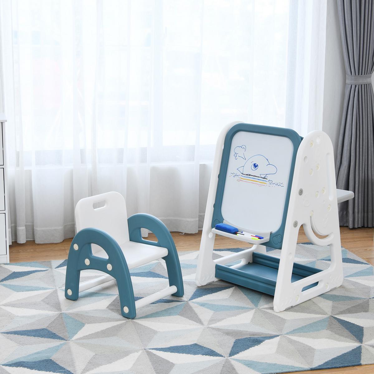 KINDERSTAFFELEI Blau - Blau, Kunststoff (62.5/100/53cm) - COSTWAY